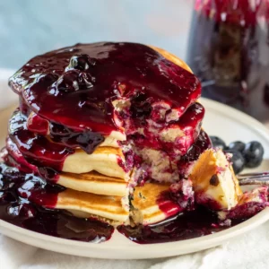 panquecas de blueberry com xarope de bordo