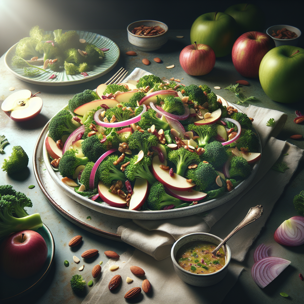 Fresh and vibrant broccoli apple salad on a plate