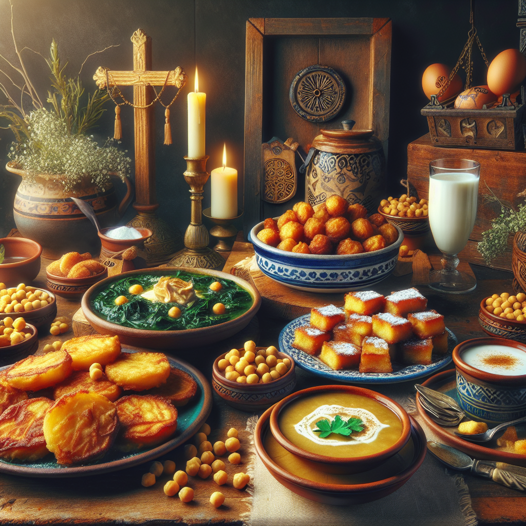 Platos típicos de Semana Santa en una mesa española