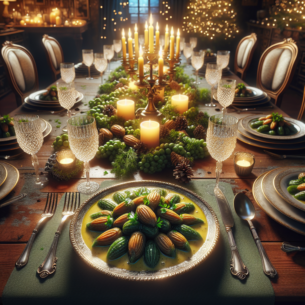 Cardo con almendras on a Christmas dining table